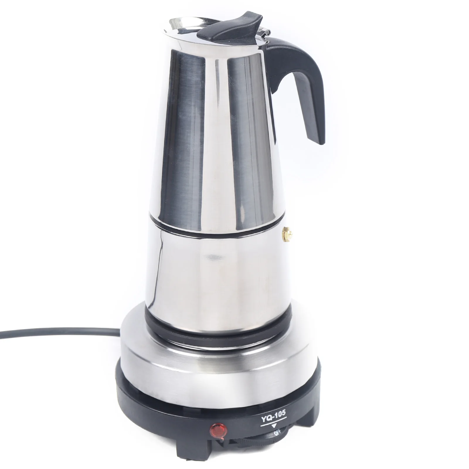 Espresso Coffee Maker Electric Stovetop Moka Pot Stainless Steel 9 Cups 450ml 110V