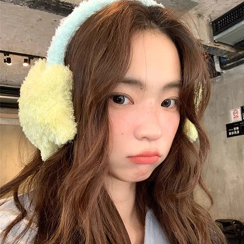 Y2K Star Plush Earmuffs Outdoor Cycling Ear Protection Colour Blocking Ear Bag Warm Winter Warm Earplugs Y2K Headset Cover