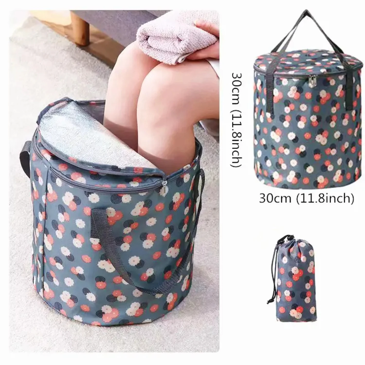 Convenient, Large, Portable, and Insulated Foldable Foot Bucket with Protective Cover-Ideal for Traveling. Includes Foldable F