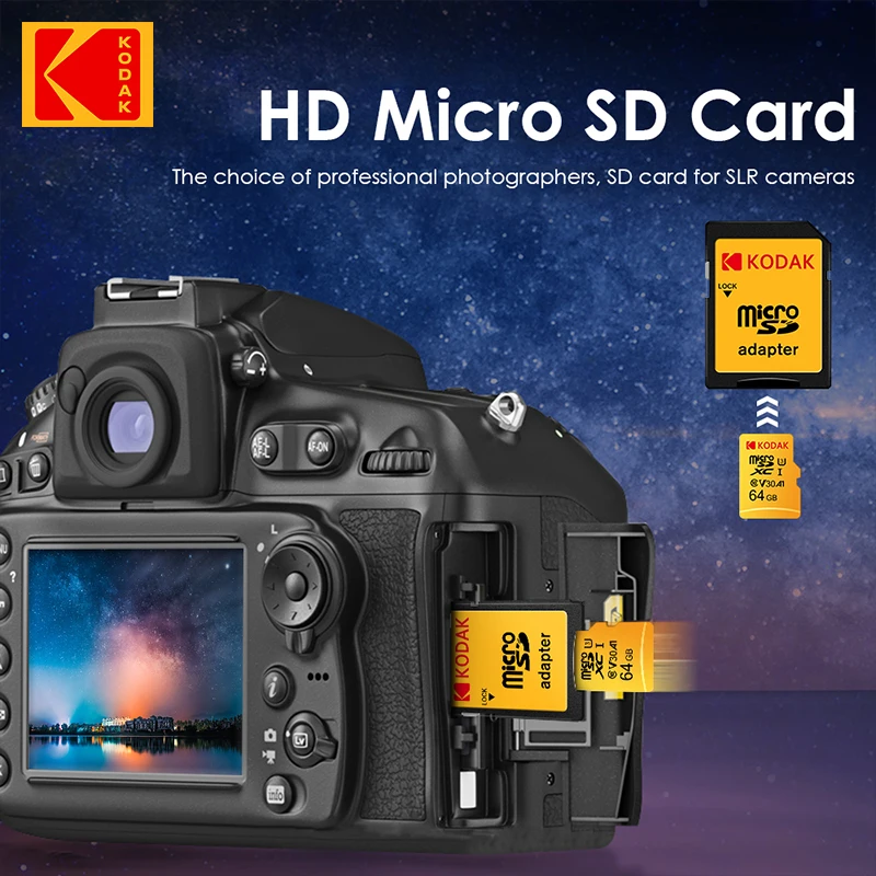 코닥 마이크로 SD 카드, 128GB 클래스 10 고속 메모리 카드, 64GB, U3 카드, 스마트폰 태블릿 카메라 고프로 도매