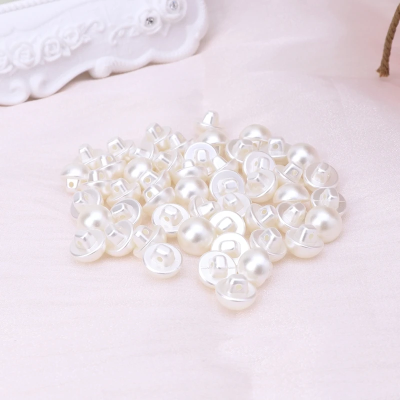 448B 50Pcs Faux Pearl Buttons Fit Sewing Scrapbook Backhole Sewing Crafts 10/11.5mm 4