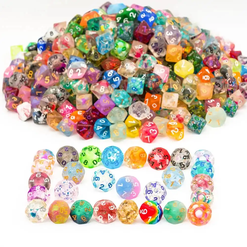 

Poludie 10Pcs/Set DND Random Color Dice Bulk D4 D6 D8 D10 D% D12 D20 Polyhedral Dice for Role Playing Board Game D&D RPG