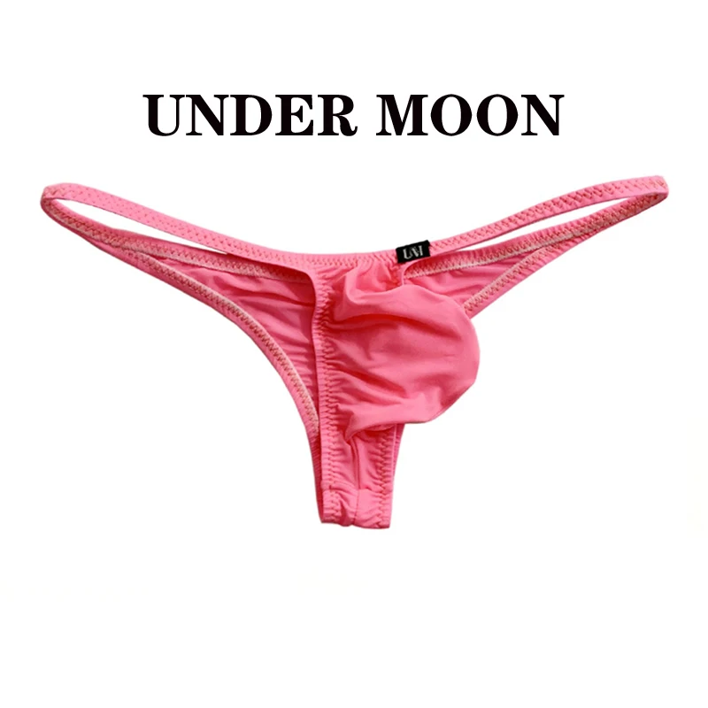 Men's bikini briefs low waist men's classic cool silk half back briefs with pouch bikini underwear for man mens underwear