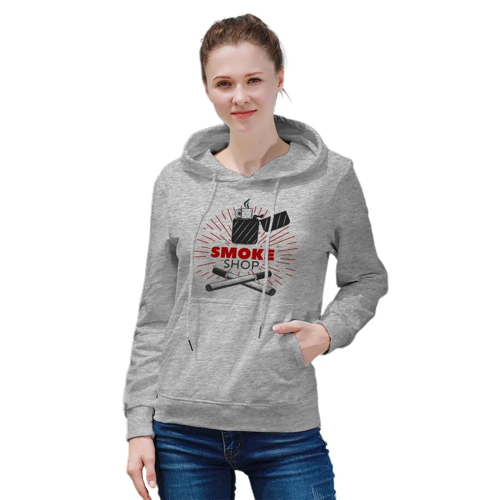 

Women Smoke Shop Pattern Hoodie with Pockets Cotton Hooded Sweatshirts Leisure Pullover Novelty Oversized Long Sleeve Shirts