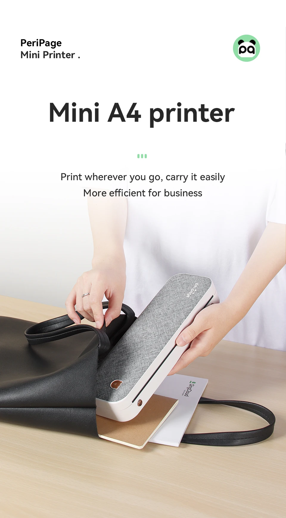 miniature printer PeriPage A4 Continuous Thermal Printer Wireless Printer PDF Webpage Contract Picture Printers Thermal Paper No Need Ink or Toner canon mini printer