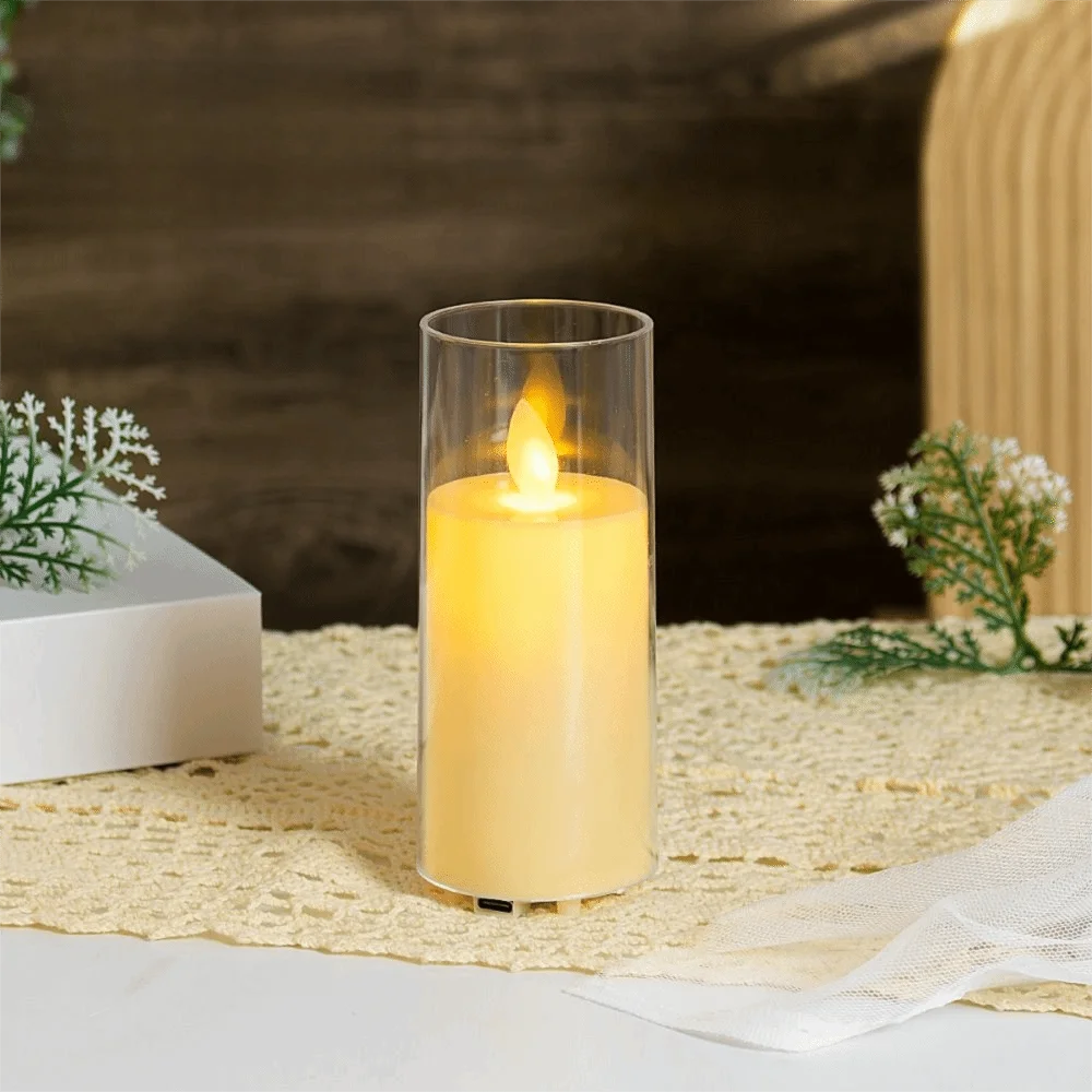 Rechargeable LED Flameless Candles Realistic Flickering with Remote Control Electronic Candles Soft Light Swinging Head