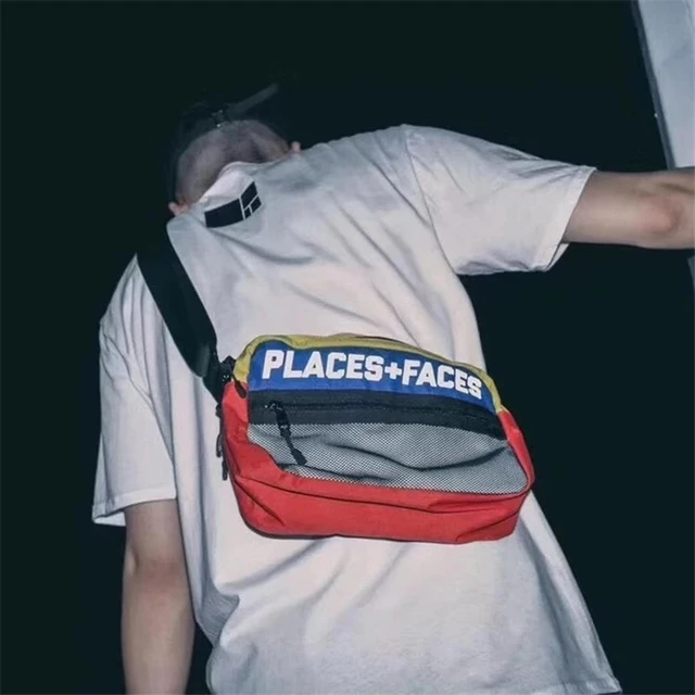 places faces reflective waist bag