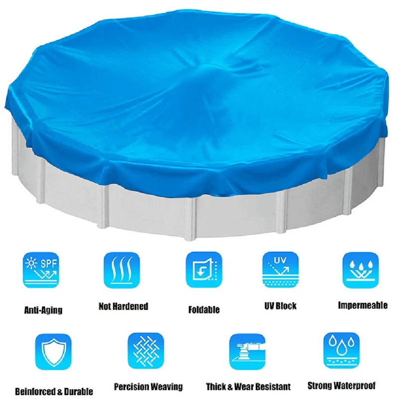 Solar Pool Cover For Above Ground Swimming Pools, 18 Feet Round Pool Warmers, Hot Tub Cover For Indoor Easy To Use Blue