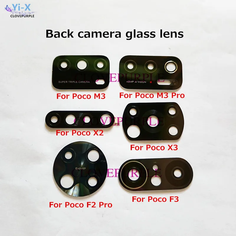 

2pcs/Lot Rear Back Camera Glass Lens for Xiaomi Pocophone POCO M3 Pro X2 X3 F3 F2 Pro Replacement Parts