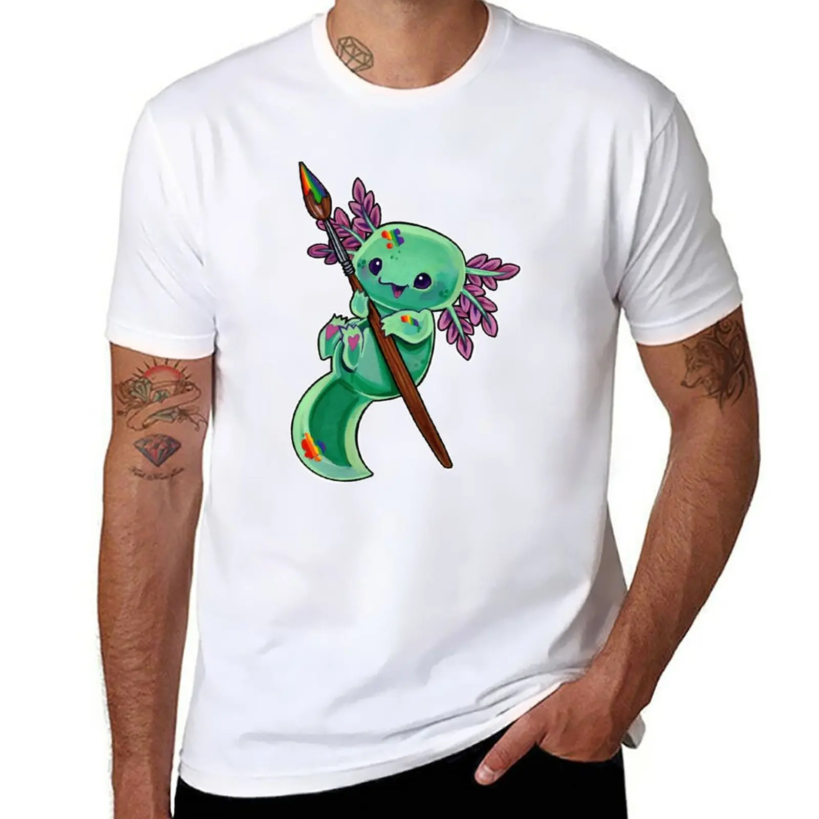 

New Rainbow axolotl T-Shirt Anime t-shirt vintage clothes tees T-shirt men