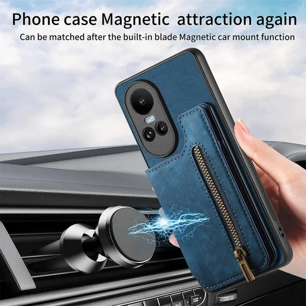 Oppo 5g GOKEN Cover Per Oppo Reno 10 5G / Reno 10 PRO 5G, Custodia Folio In PU Pelle Cover Oppo Reno 10 5g - Foto 8