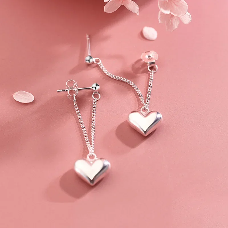 New Fashion Love Heart Earrings Silver Color Elegant Sweet Drop Earrings for Women Girls Wedding Jewelry Accessories Party Gift