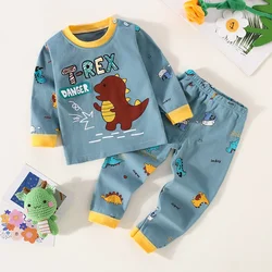 Toddler Boys Bear Print Cotton Pajama Set - 120cm (Konglong-Blue)