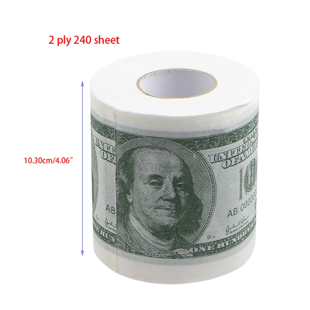 Toilet Roll Paper Paper Towel Paper Tissue Creative Roll Paper Funny One Hundred Dollar Printed Toilet Paper Novelty Towels Gift Humor Amusing Home Cleaning Supplies