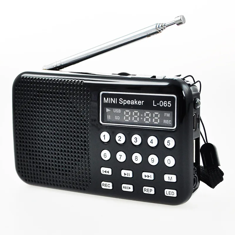 

5pcs/lot L-065 Portable Mini AM/FM Radio Speaker USB 2.0 AUX Audio Input LCD Radio Support TF SD Card Mobile Phone PC MP4 MP3