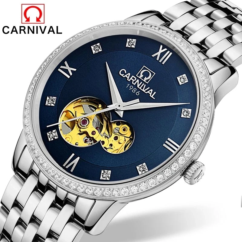 

CARNIVAL Brand Fashion Business Watch For Men Luxury Automatic Watches Waterproof Skeleton Tourbillon Clock Relogio Masculino