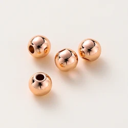 Gold Plated Smooth Round Brass Beads for DIY Jewelry Making & Wholesale (Rose Gold)