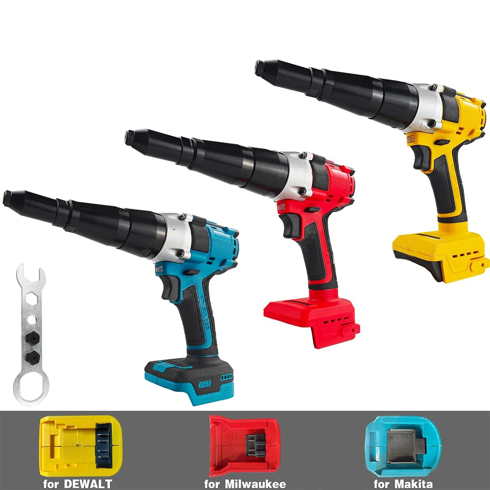 브러시리스 전동 리벳 건, 디월트 20V 배터리용, 2.4mm-4.8mm 자동 리벳터, 마키타/밀워키 배터리용 리벳 핸드 툴