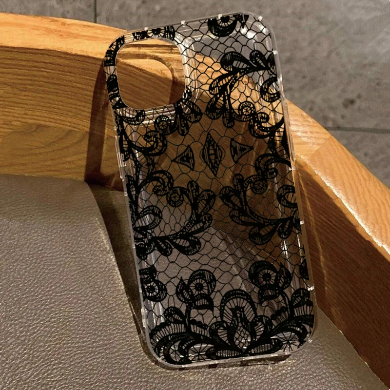 Elegant Lace Design Phone Case - Stylish Protective Back Cover