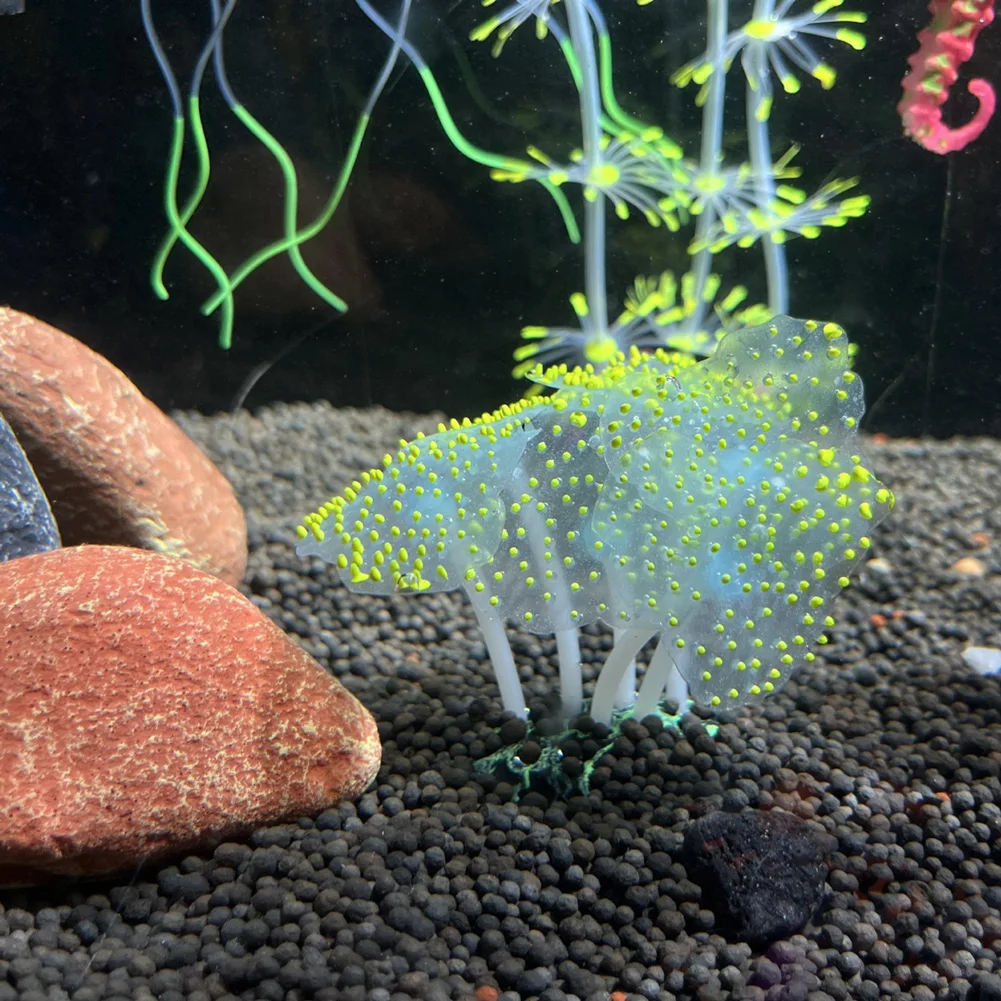 Fish Tank Simulation Decorations Luminous Silicone Underwater World Fluorescent Fake Coral Aquarium Scenery Colorful Sea Anemone