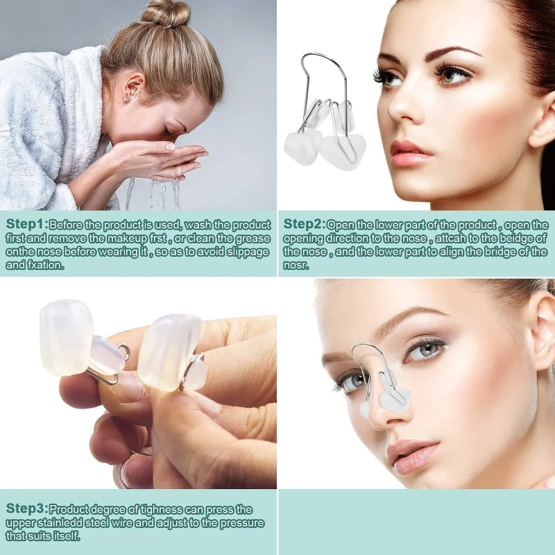 Q1QD Nose Shaper Clip Nose Beauty Up Lifting Silicone Nose Bridge Wide Crooked Nose High Up Tool for Women Men 4