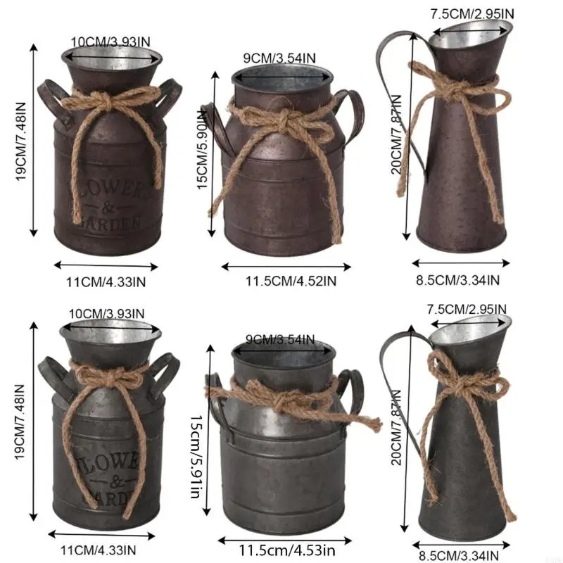 Durability Metal Gardening Can Rustics Milk Can Flower Holder Decoration 6XDE 6