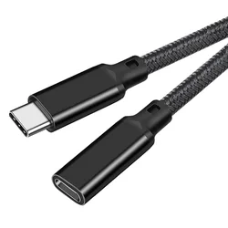 High-Speed USB C Extension Cable - Male to Female, USB3.2 Gen2 10Gbps, 100W Fast Charging Cord - 0.2m (Braid Black)
