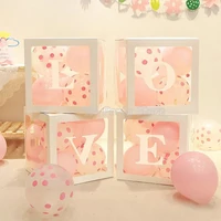 Transparent Letter Balloon Box Baby Shower Decoration Boy Girl 1st Birthday Party Decorations Kids Wedding Decor Supplies 5