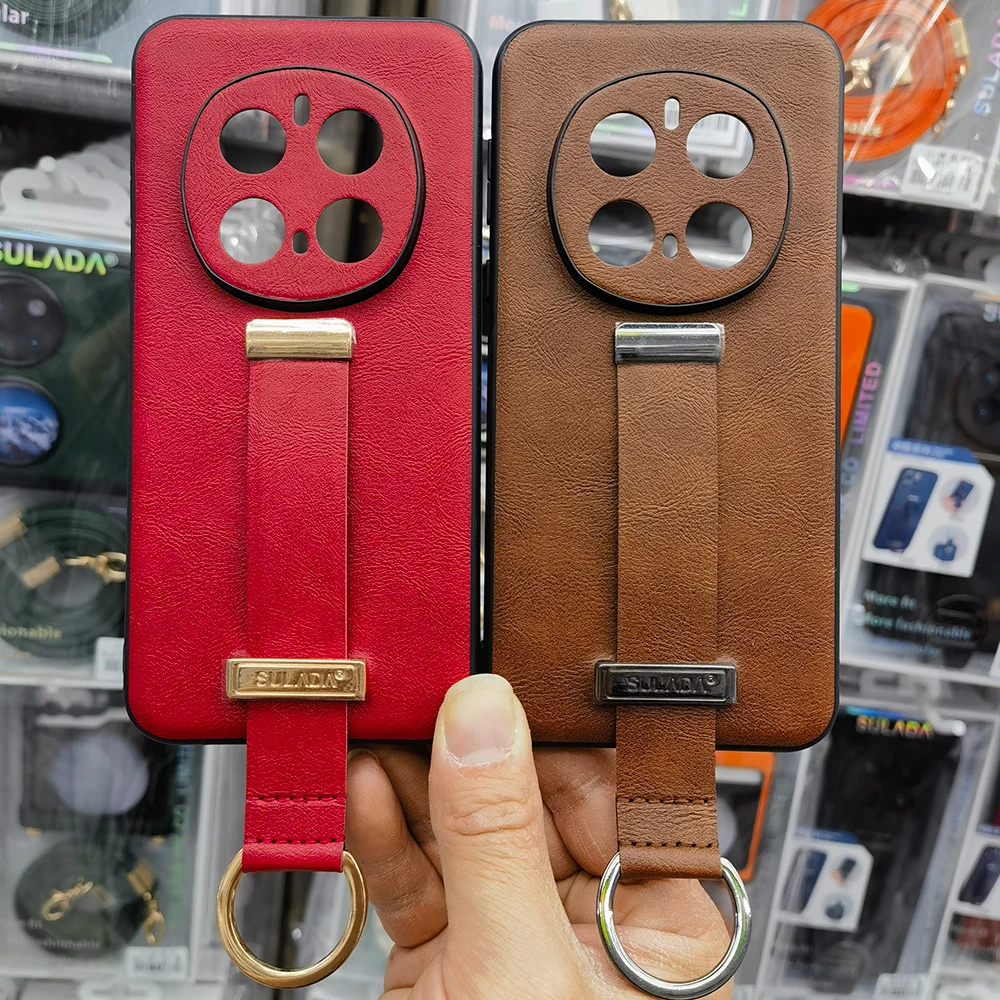 Luxury PU Leather Finger Grip Strap Case with Belt Loop - Premium Business Protector Shell