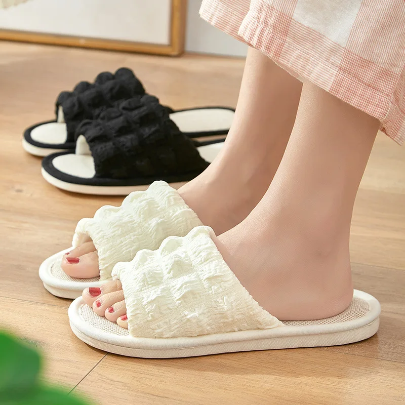 Casual Slippers Women Home Designer Shoes Girls Flats Trend Four Seasons Cotton Hemp Fashion Indoor Platform Slipper Open Toe