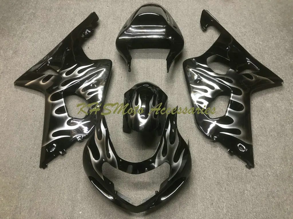 오토바이 페어링 키트 스즈키 GSXR1000 2000 2001 2002 GSX-R1000 GSXR 1000 K2 00 01 02 화이트 플레임 블랙 차체 세트