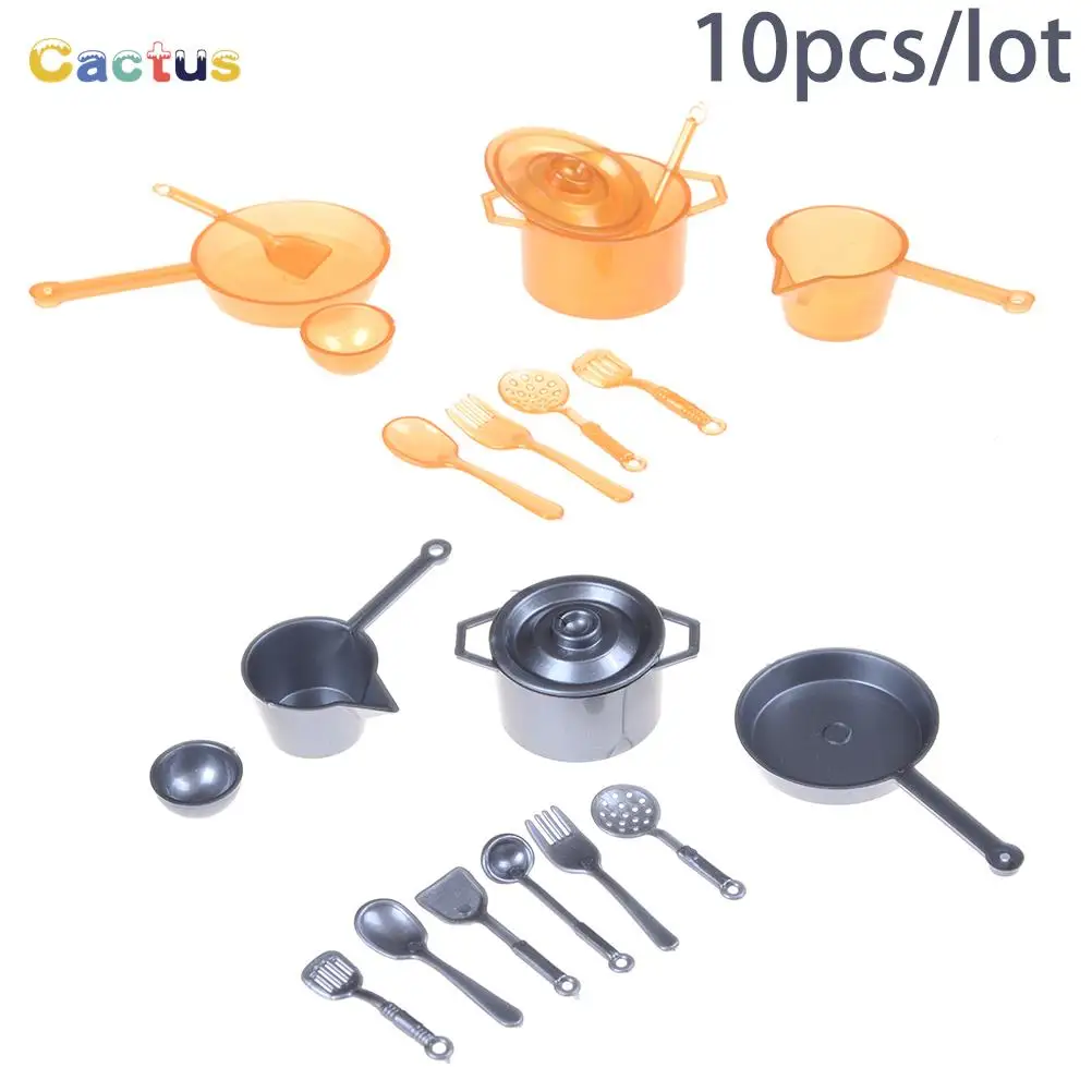 Kitchen Toys Pretend Kitchen Toys Pretend Food Toys Doll House Toys Dollhouse Furniture Set 10Pcs/lot 1:12 Dollhouse Miniature Mini Tableware Figure Fork Pot Kitchen Set Food Toys Accessories