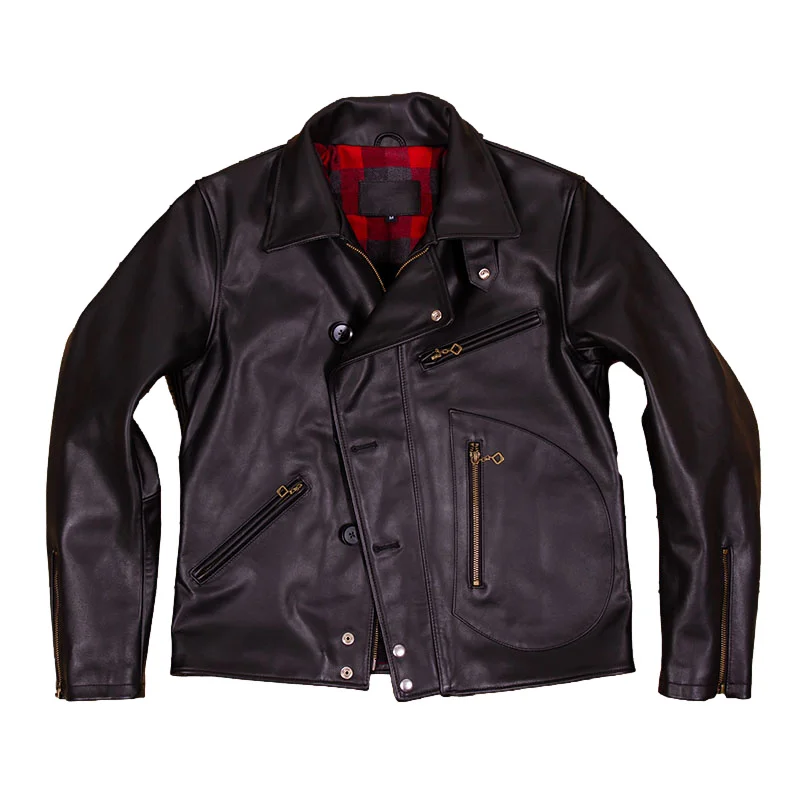 

Black Spring Men's Jacket Retro Japan Style Plus Size 4XL Natural Cowhide Autumn Slim Fit Short Genuine Leather Coats