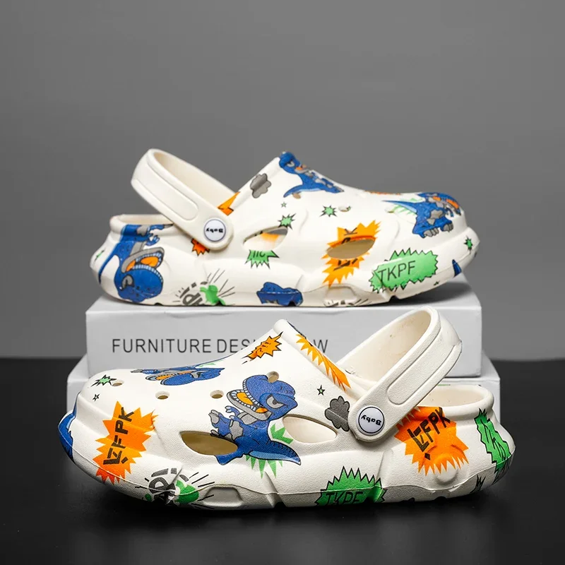 Kids Slippers Kids Sandals Summer Slippers Children Slippers Boy Girls Clogs Summer EVA Water Shoes Casual Sneakers Lightweight Cartoon Dinosaur Slippers Sandal for Boy