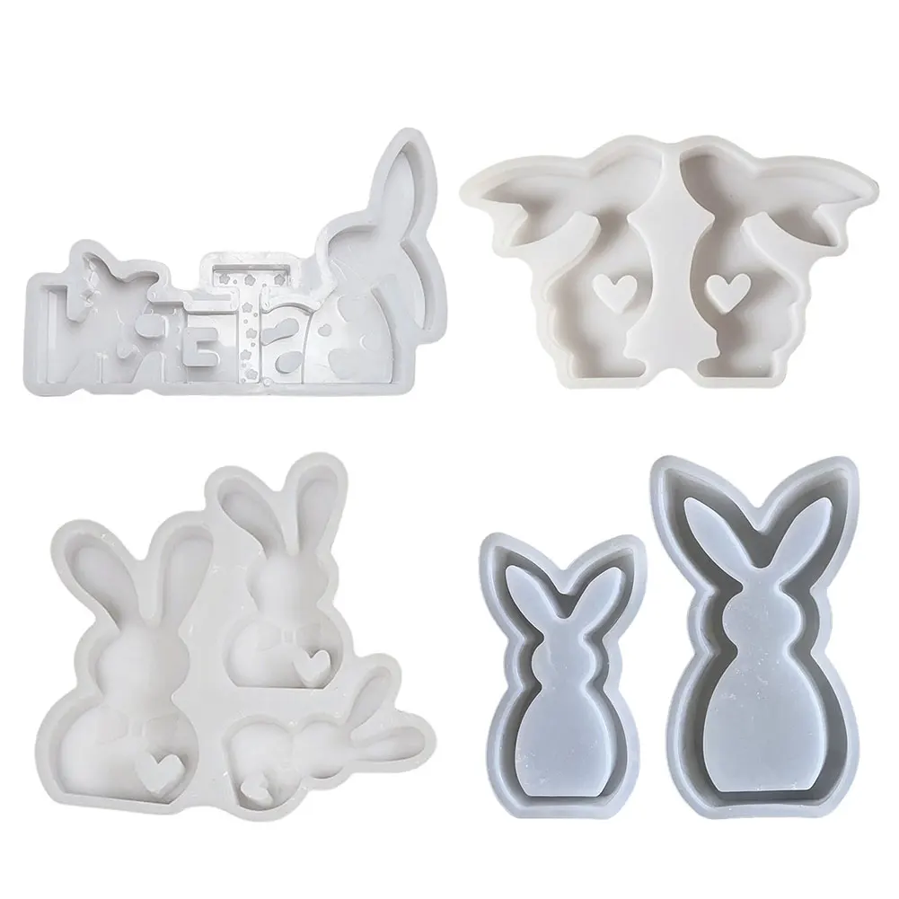 DIY Easter Bunny Silicone Mold Cute Rabbit Gypsum Concrete Molds Resin Mold for Easter Table Decorations
