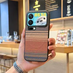 Carbon Fiber Magnetic Phone Case with Shockproof Strap, Stand, and Slim Wireless Charging Compatibility for Xiaomi 17 pro (Light brown)