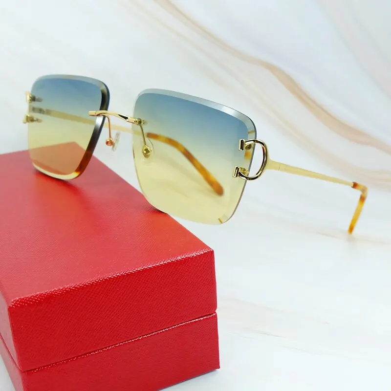 

Diamond Cut Sunglasses Mens Accessories Luxury Designer Carter Rimless Classic Sun Glasses Women Vintage Shades Eyewear