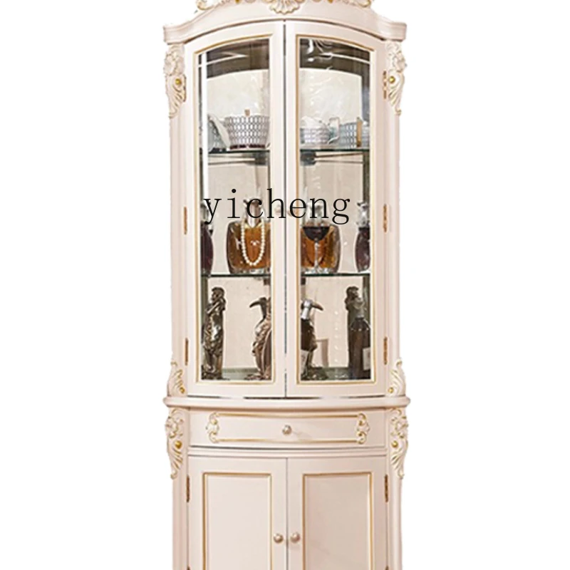 

Xl Corner Wine Cabinet Solid Wood Triangle Cabinet Glass Decorative Storage Cabinet