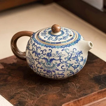 Ru Kiln Blue & White Ceramic Teapot 1