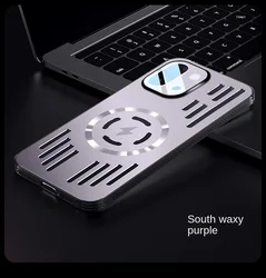 Premium Hard Metal Heat Dissipation Magnetic Wireless Charging Protective Back Cover Case for OnePlus 13T (Purple)