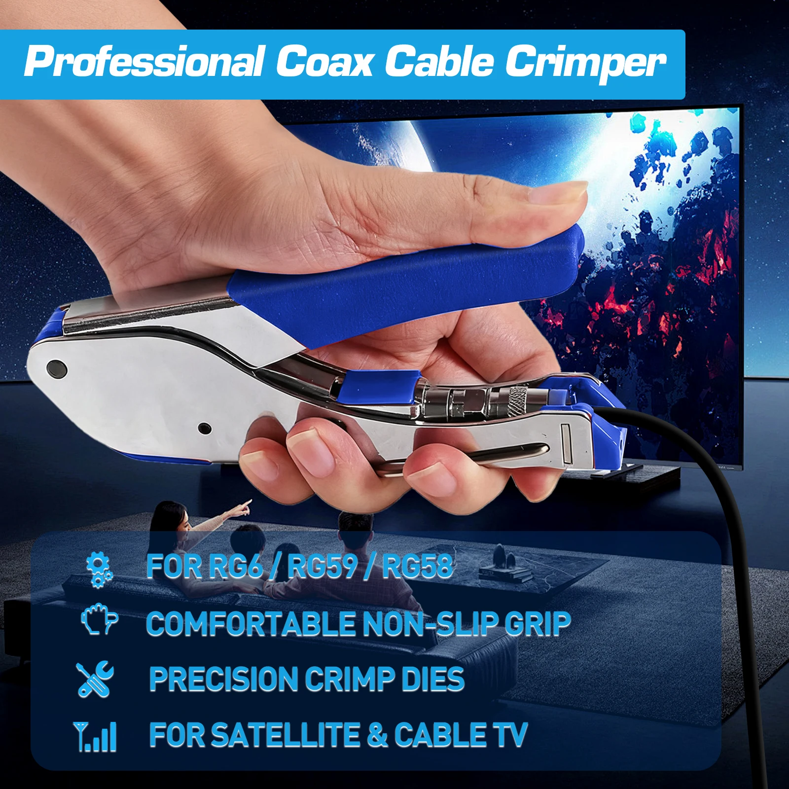 ZoeRax Premium Coaxial Compression Tool Kit with 20 Connectors and Cable Stripper