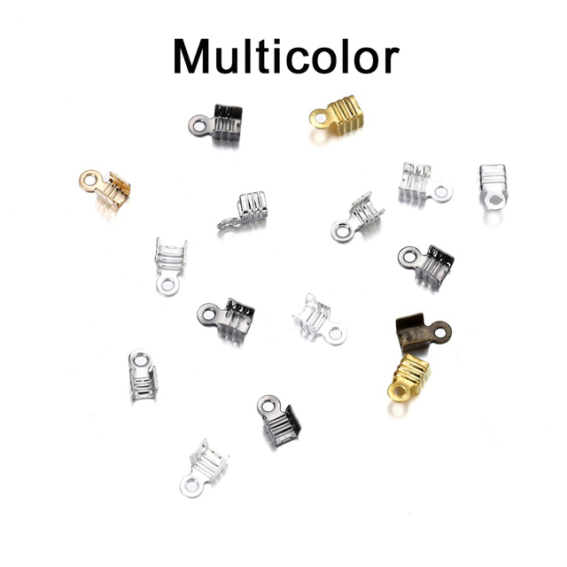 Crimp Bead Connectors Cord End Caps String Ribbon Leather Clip Foldover Cord Ends Fastener For DIY Jewelry Making Supplie