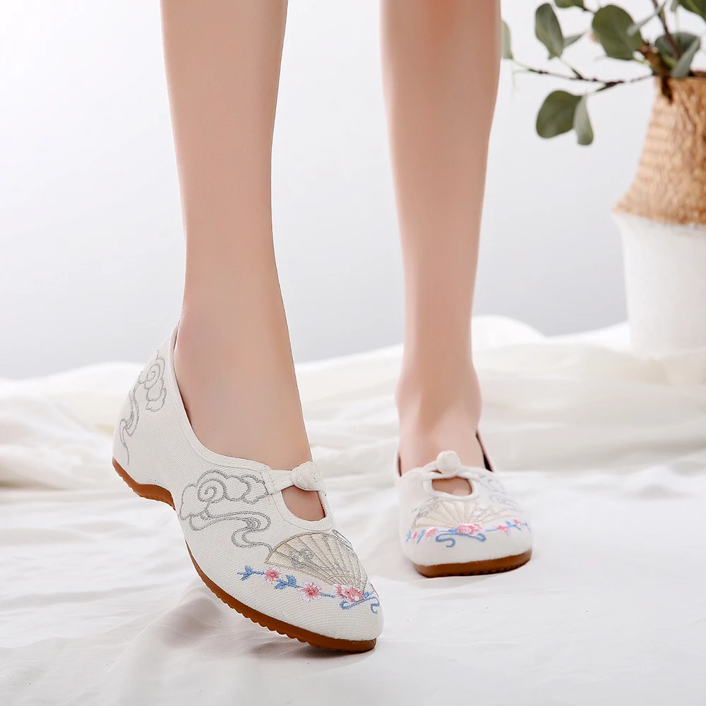 Veowalk Cotton Embroidery Women Comfort Ballet Flats Vegan Ladies Casual Canvas Slip-on Ballerinas Denim Dance Costume Shoes women shoes casual shoes women sneakers women flats