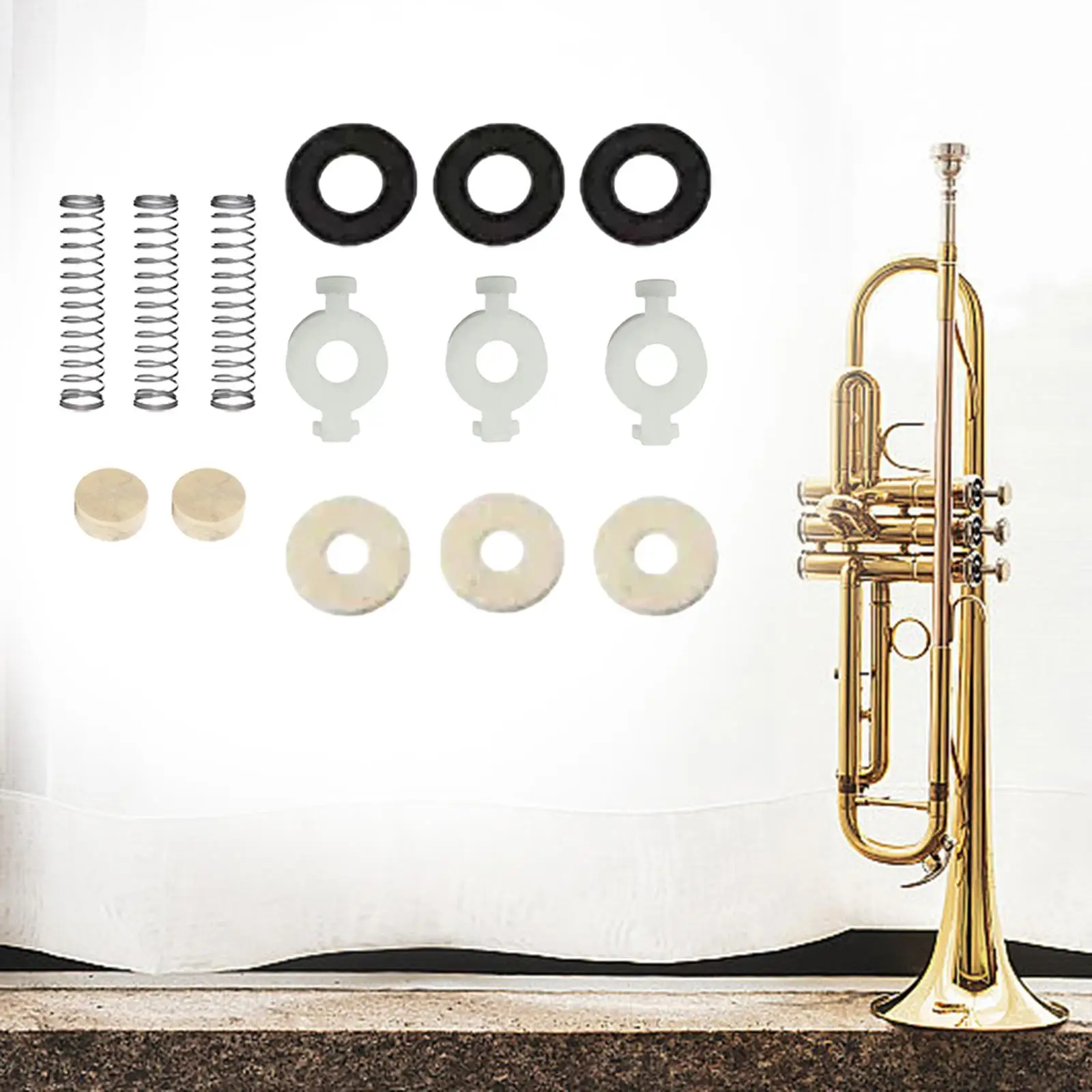 Trumpet Repair Kits Portable Easy to Install Trumpet Accessory Metal Musical Instrument Felt Washers Cork Pad Trumpet Repairing