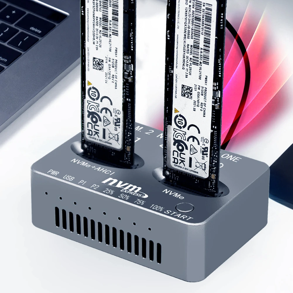 듀얼 베이 M.2 NVME SSD 복제 USB3.2 타입 C M.2 SSD 인클로저 Gen2X 20Gbps 솔리드 디스크 케이스 M.2 M.3 NVME PCI-E M2 SSD M 키 SSD용
