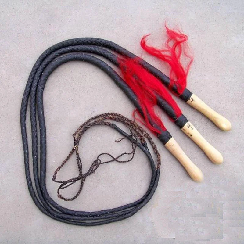 Wooden handle Soft Leather Shepherd Whip Shaolin Wushu Kungfu Fitness Snake shaped Rope