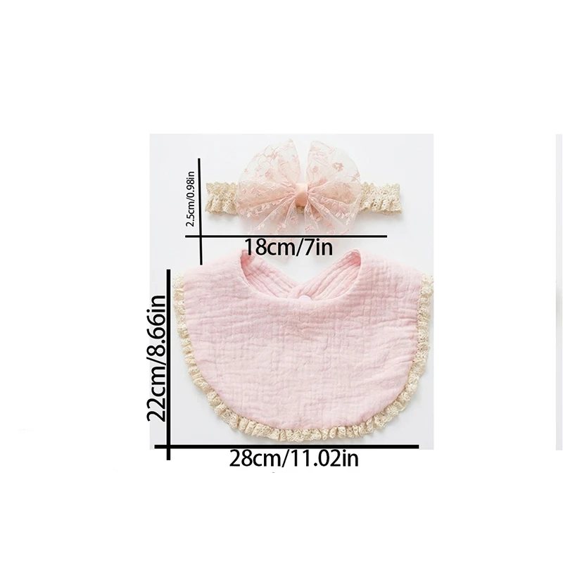  여자아이 리본 헤어밴드 턱받이 세트 사진 소품   침 흘리기 방지 턱받이 반다나 스카프