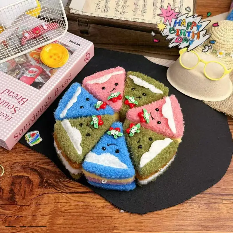 Cartoon Simulation Plush Sandwich Keychain Kawaii Creative Doll Backpack Pendant Charm Key Hanging Decoration Accessories Gift