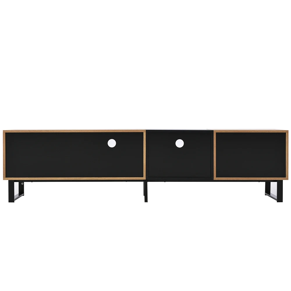 KOMHTOM Moderner TV-Ständer - Schwarzes und Holzfarbenes Design, Geräumiger Stauraum, Robuste Konstruktion – Detail 7