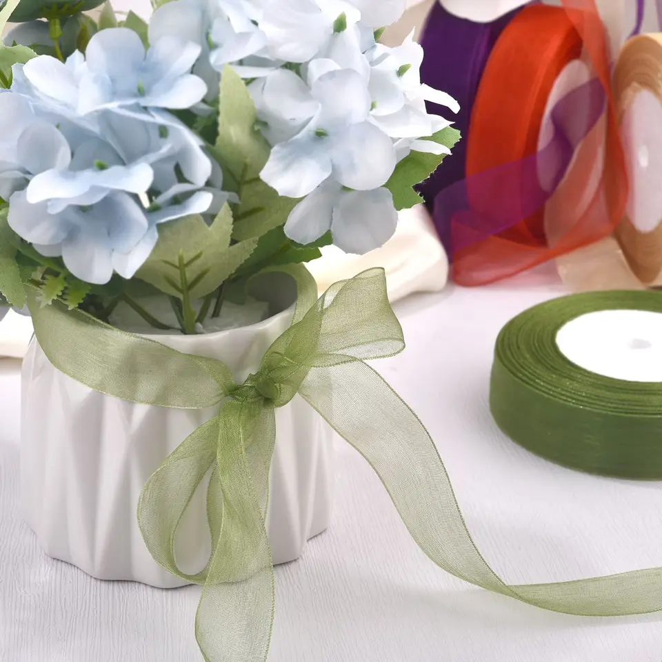 Nastro In Chiffon Di Seta Perlata 2,5 Cm X 23 M - Per Regali, Matrimoni, Decorazioni Casa E Capelli